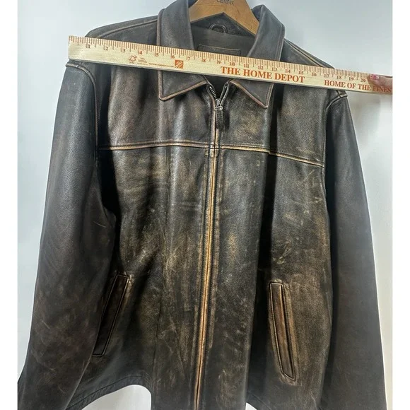 VTG 80's Daniel Cremieux Mens Sz XL Aged Leather Bomber Brown Burnished Jacket - Picture 3 of 16